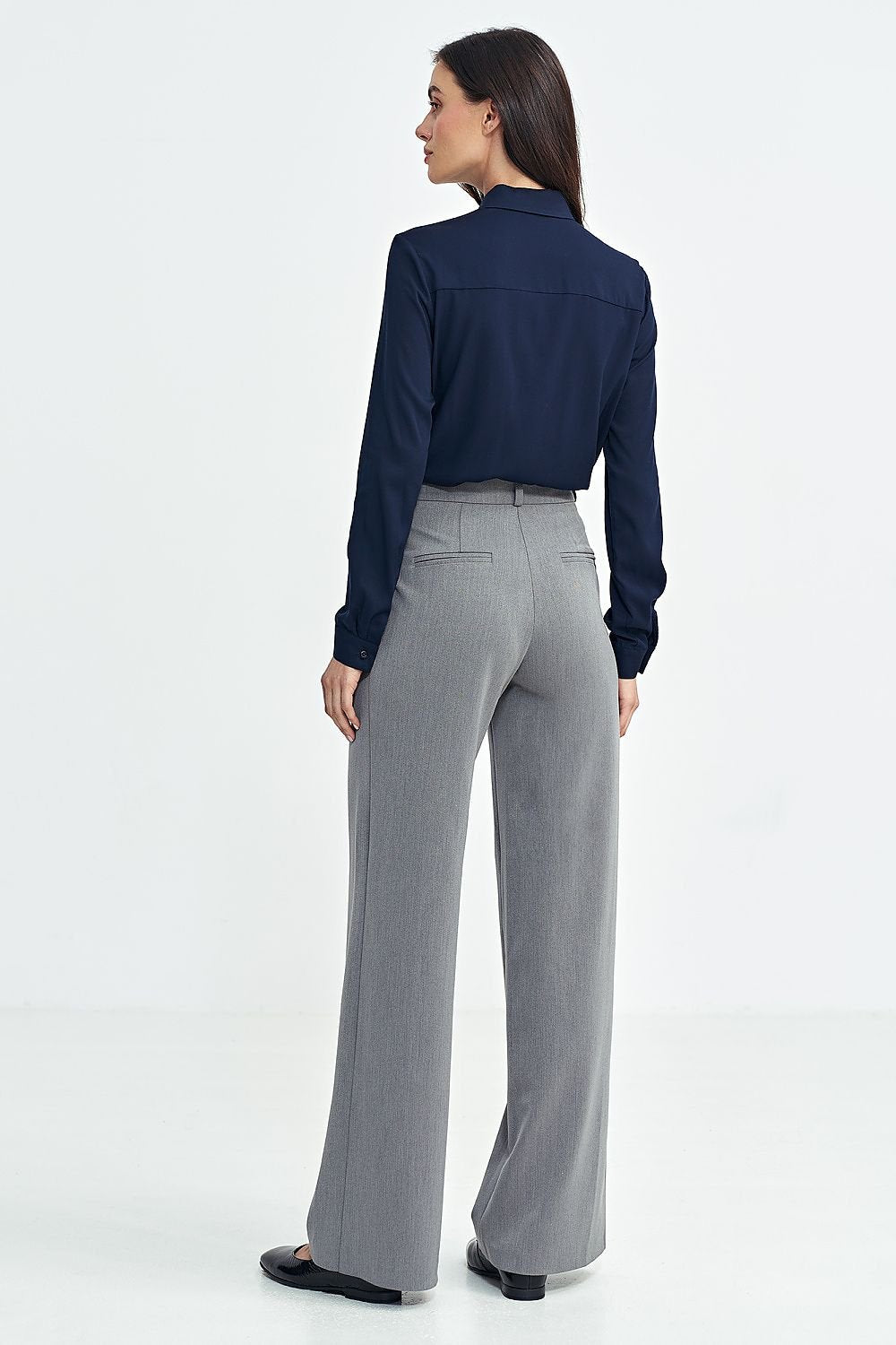 Trousers Model 199706 Nife Women's Elegant Wide-Leg Pants