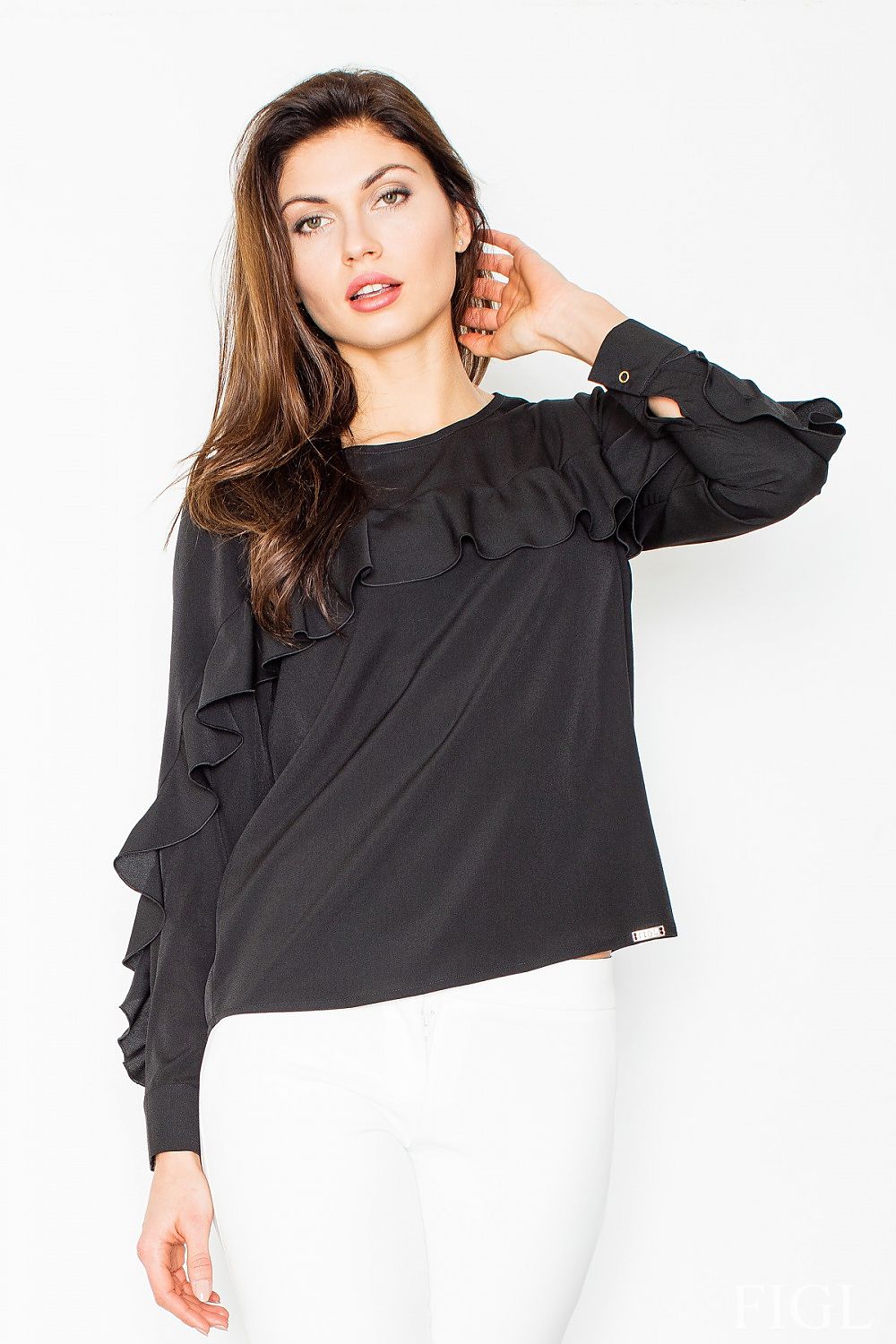 Stylish Blouse Model 60191 Figl with Frill and Cuffs