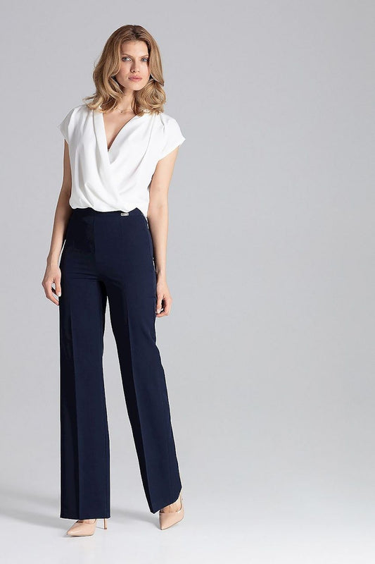 Trousers Model 129777 Figl: Chic Wide Leg Side Zip Design