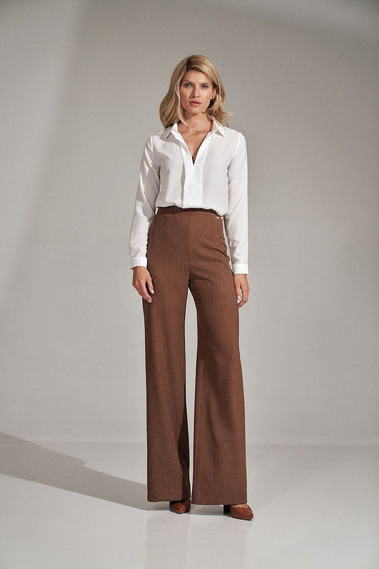 Women Trousers Model 150788 Figl High Rise Bell-Bottoms