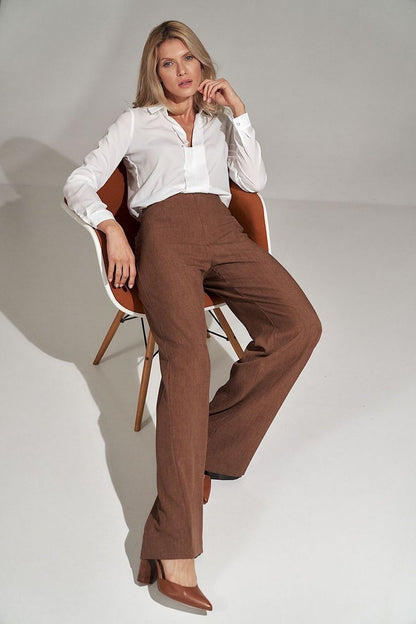 Women Trousers Model 150788 Figl High Rise Bell-Bottoms