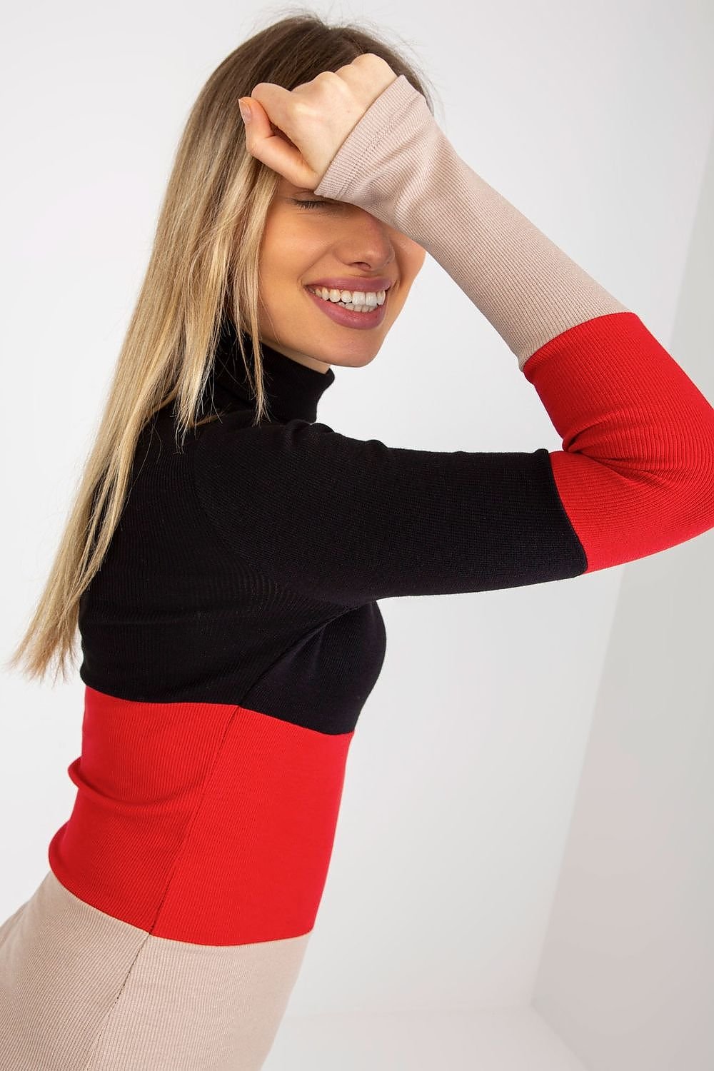 Turtleneck Model 176792 Relevance Stylish Ribbed Women's Sweater