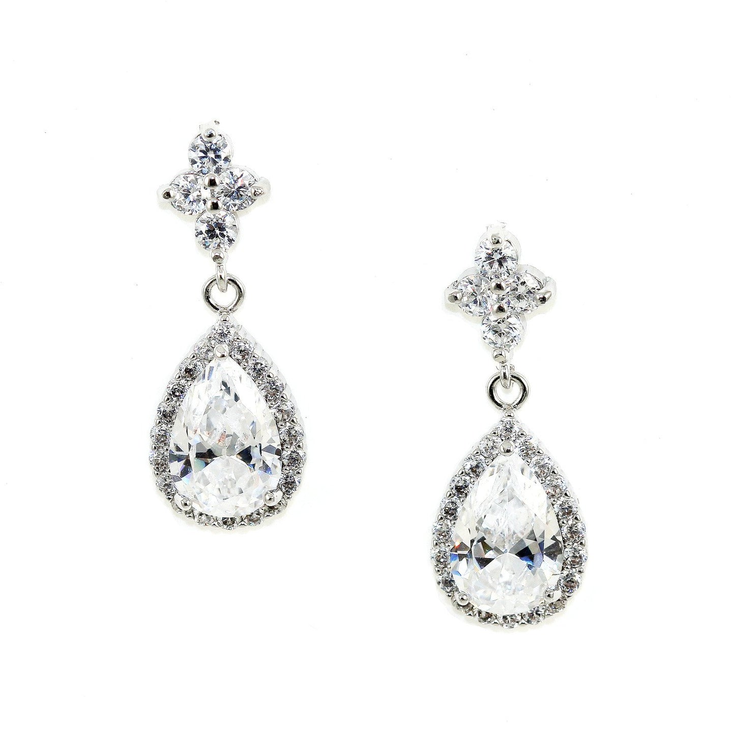 Teardrop Crystal Earrings in 18k White Gold Setting