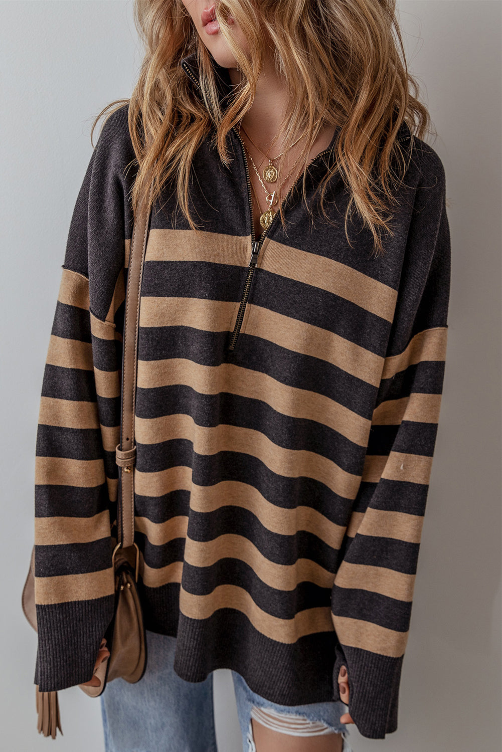 Adeline Stripe Oversized Sweater for Chic Cozy Style