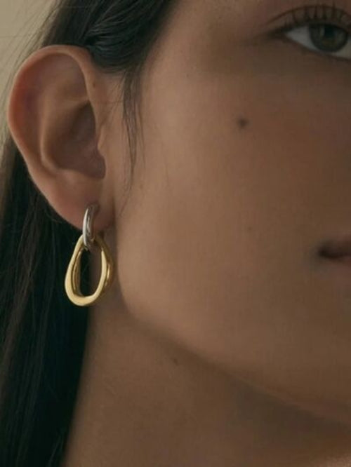 18K Gold-Plated Earrings - Asymmetrical 18K Gold-Plated Stainless - Stylemz