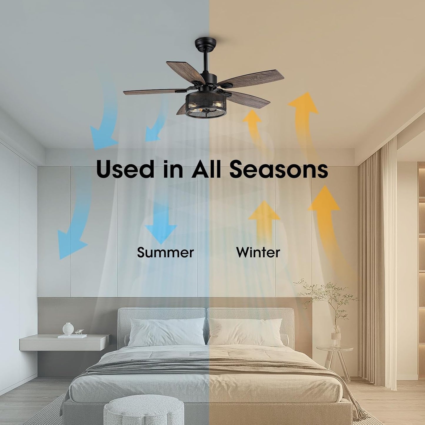 42 Inch Ceiling Fans with Lights and Remote Control, Stylish Fan