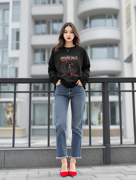 Explore space Unisex Midweight Softstyle Fleece Crewneck Sweatshirt - Korea - StyleMZ - Stylemz