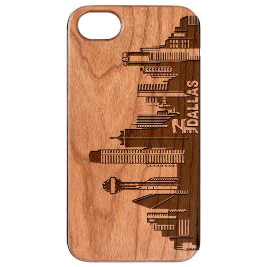 Dallas City - Engraved Wooden Phone Case with Bumper