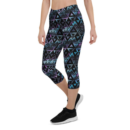 Geometric Galaxy Capri Leggings for Women - Stylemz