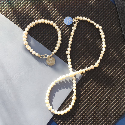 Skinny Pearl Necklace and Bracelet Set for Elegant Style