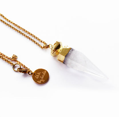 Glow Necklace - Crystal Quartz Pendant on Gold Chain