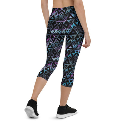 Geometric Galaxy Capri Leggings for Women - Stylemz