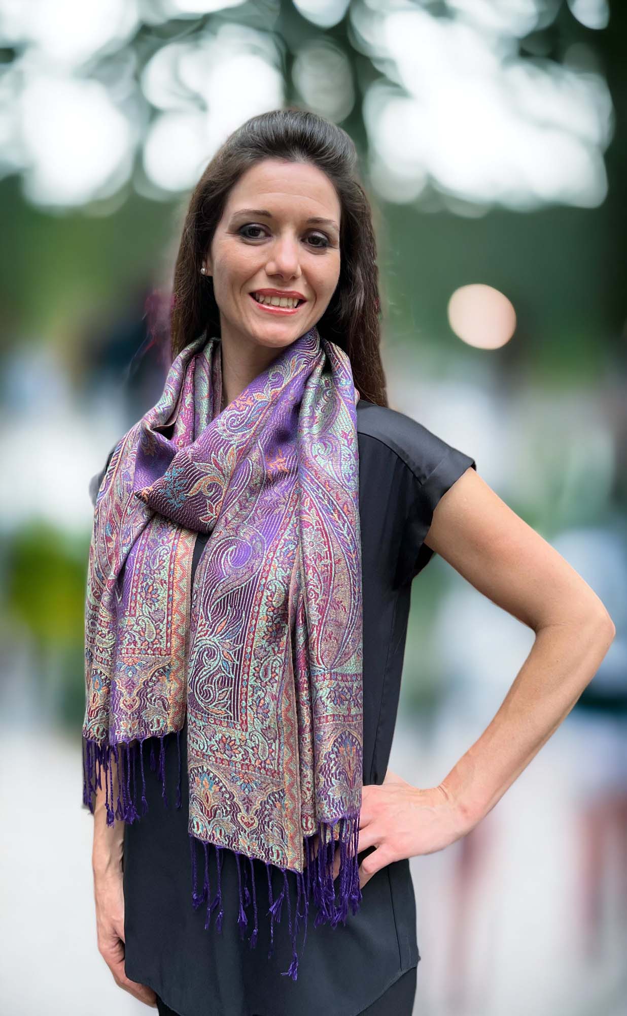 Purple Jamawar Pashmina Scarf - Stylemz