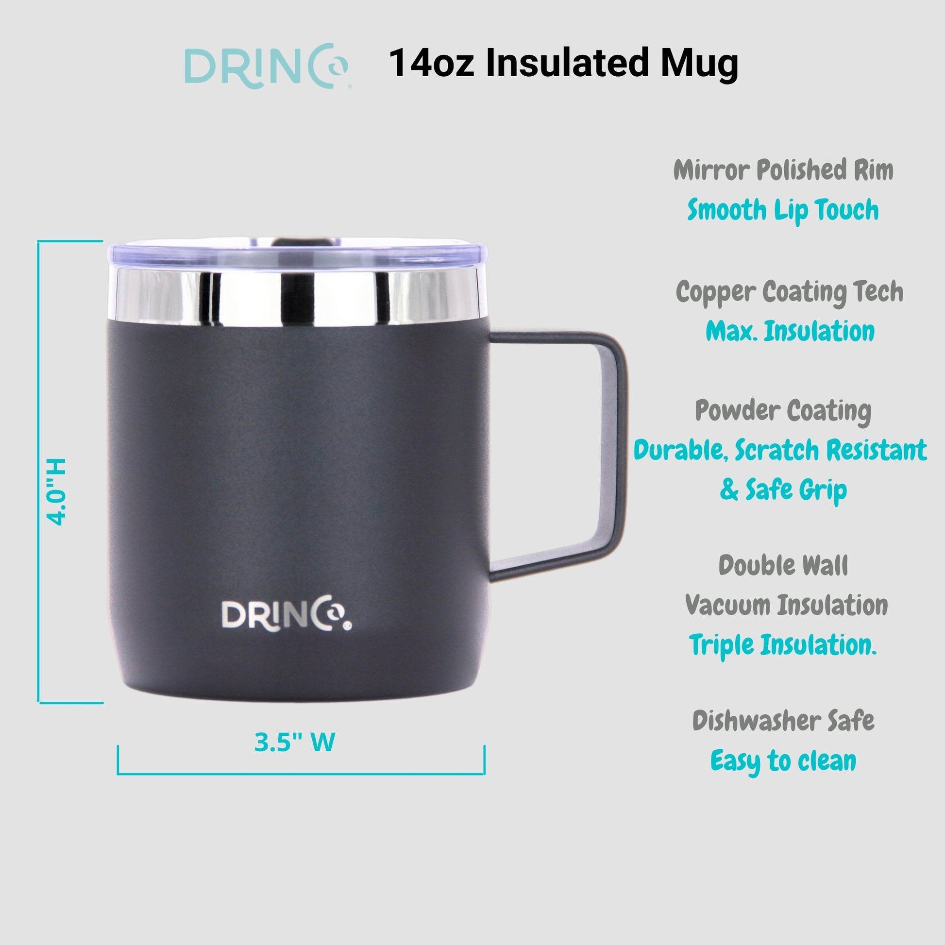 DRINCO® 14 oz Coffee Mug Vacuum Insulated Camping Mug Double Wall - Stylemz