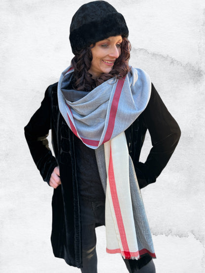 Black and White Classic Plaid Wool & Silk Scarf - Stylemz