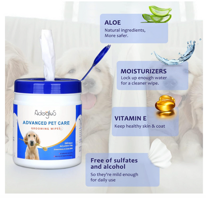 Pet Wipes with Free Cotton Swabs for All Pet Types