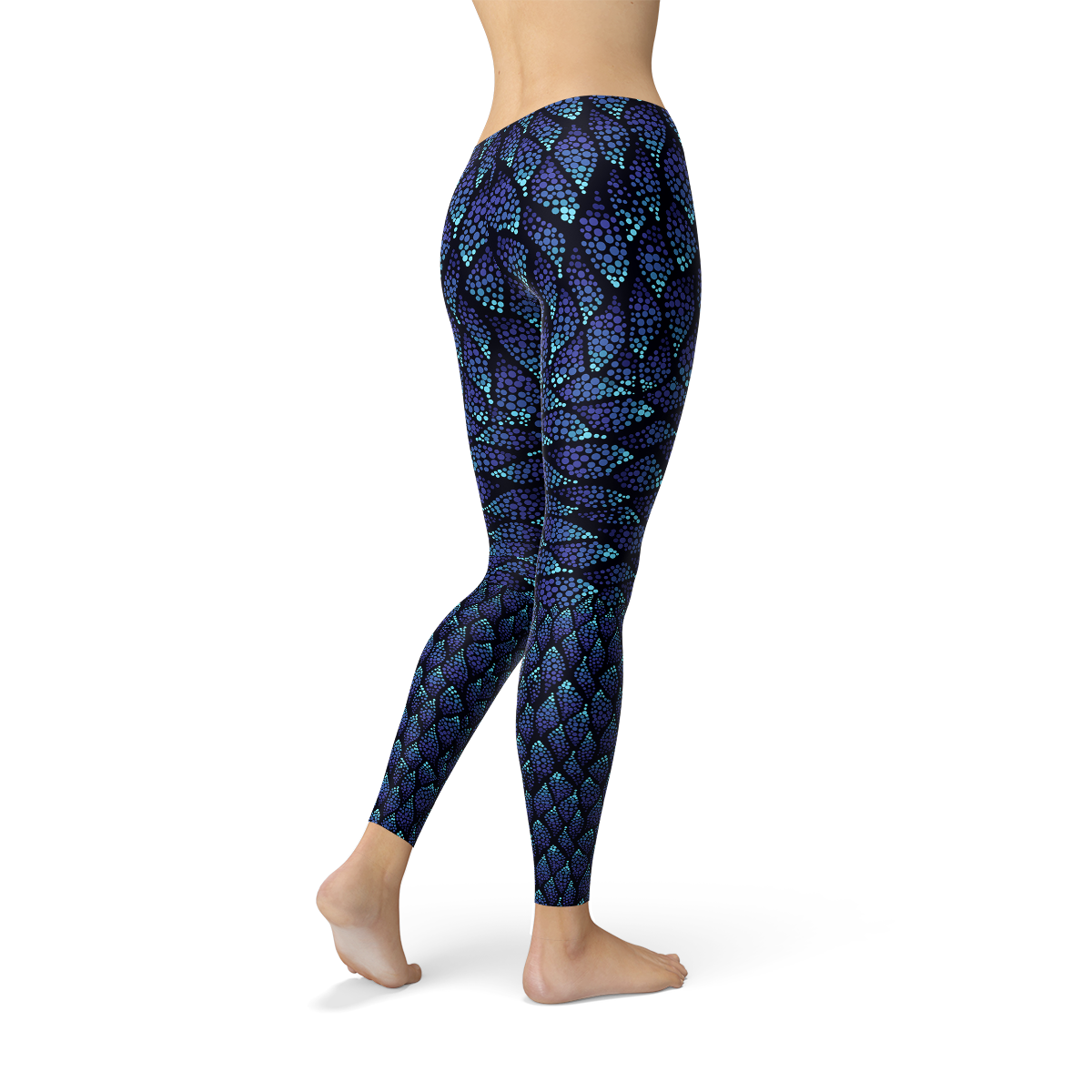 Womens Blue Mermaid Scale Leggings for Stylish Comfort