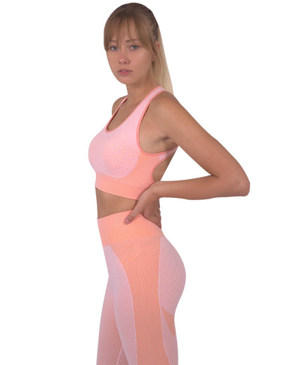 Trois Seamless Sports Bra - Pink with Chic Design