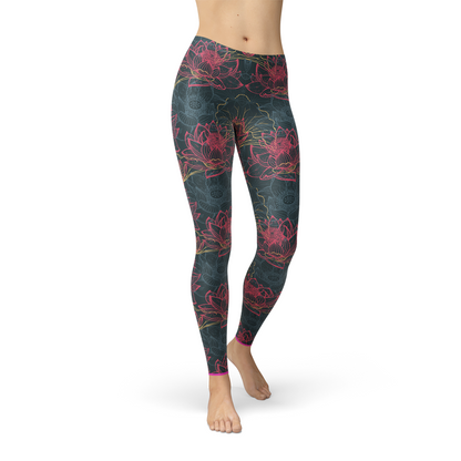 Womens Floral Lotus Leggings for Active Lifestyle Comfort