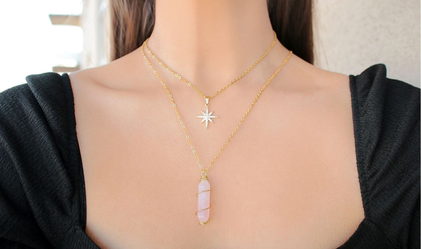 24 Karat Polaris Star Necklace for Dainty Layering Style