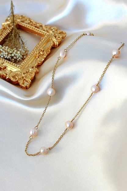 24K Baroque Freshwater Pearls Chain Choker - Elegant Design