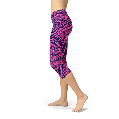 Purple Maori Capri Leggings for Active Women Comfort Fit