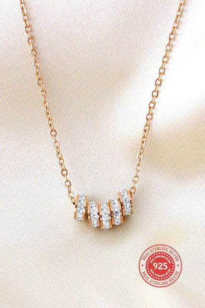 Dainty 18 Karats Rose Gold Filled Necklace with CZ Charm