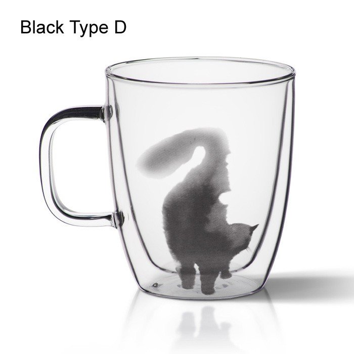 Hand-Painted Furry Cat Glass Mug - Stylemz