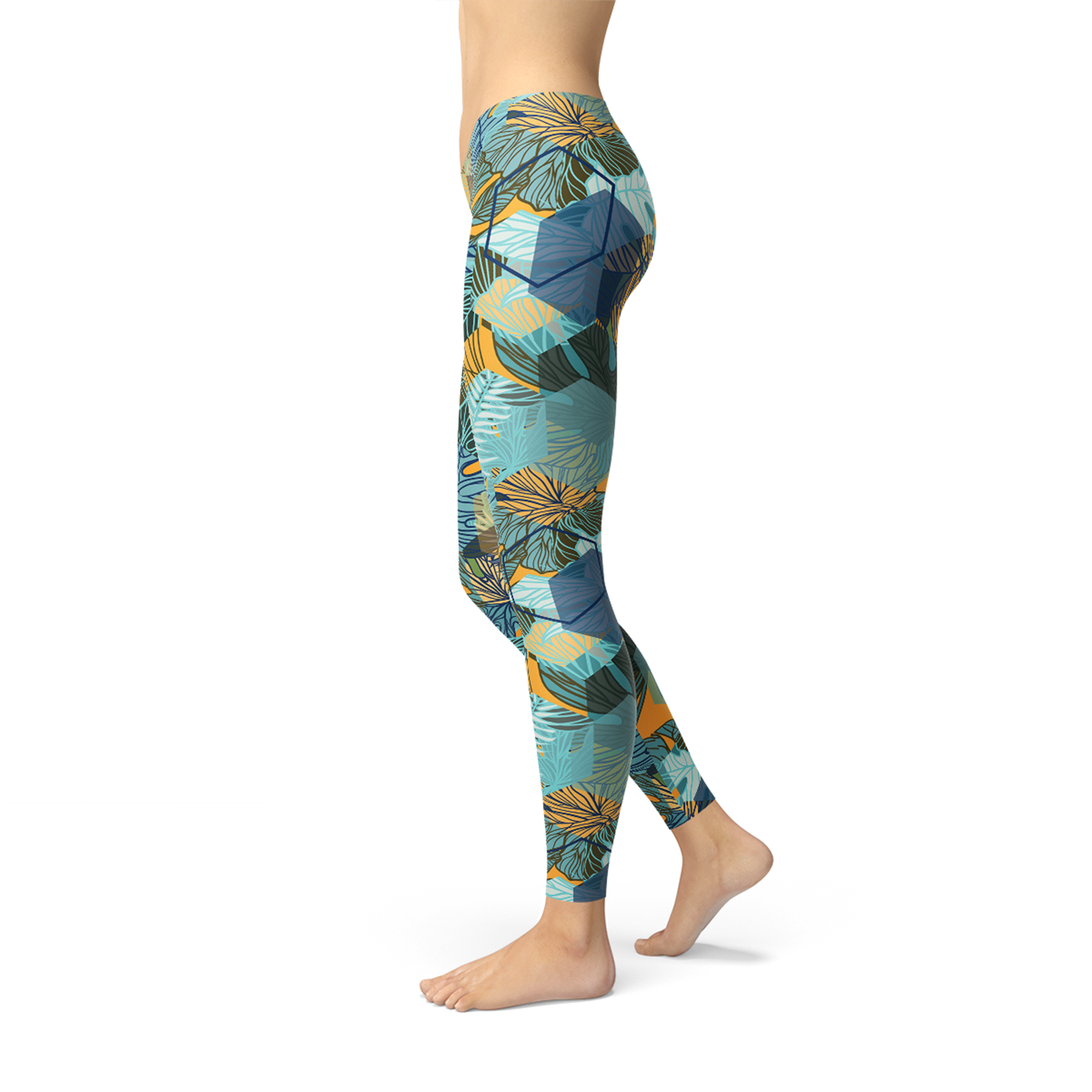 Womens Hexagon Floral Leggings - Stylemz