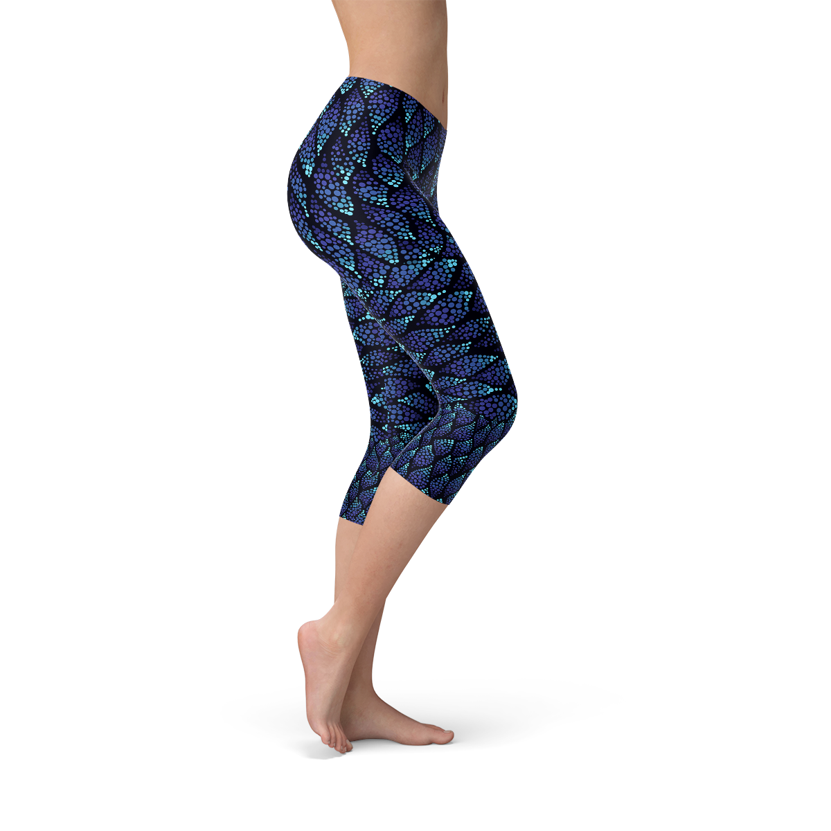 Womens Blue Mermaid Capri Leggings for Stylish Comfort