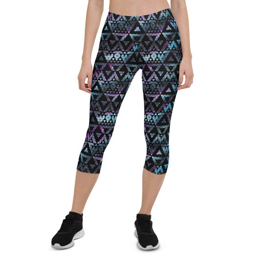 Geometric Galaxy Capri Leggings for Women - Stylemz