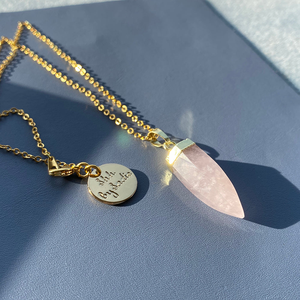 Glow Necklace - Crystal Quartz Rose Quartz Amethyst Charm