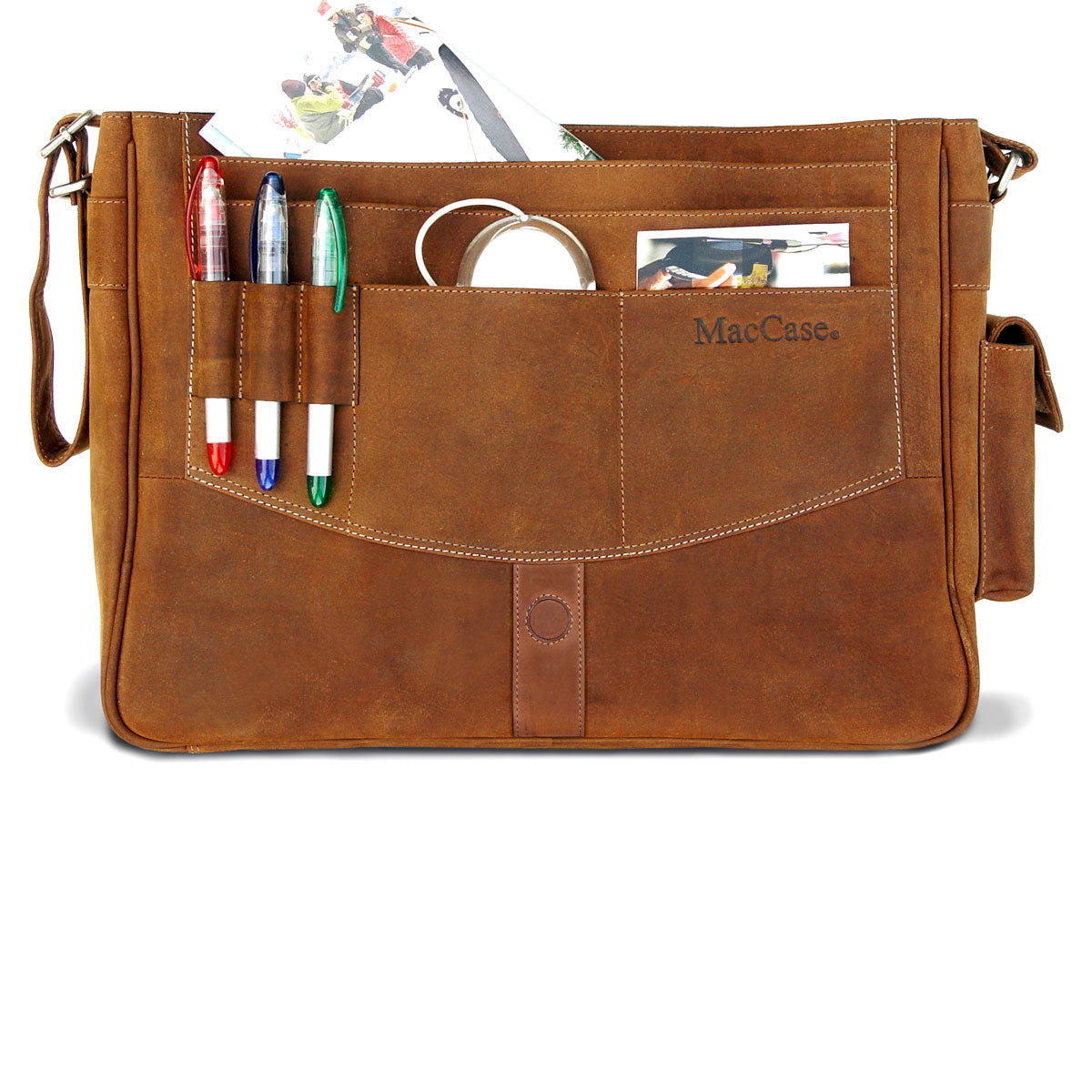 MacCase Premium Leather 15" MacBook Air Messenger Bag Set