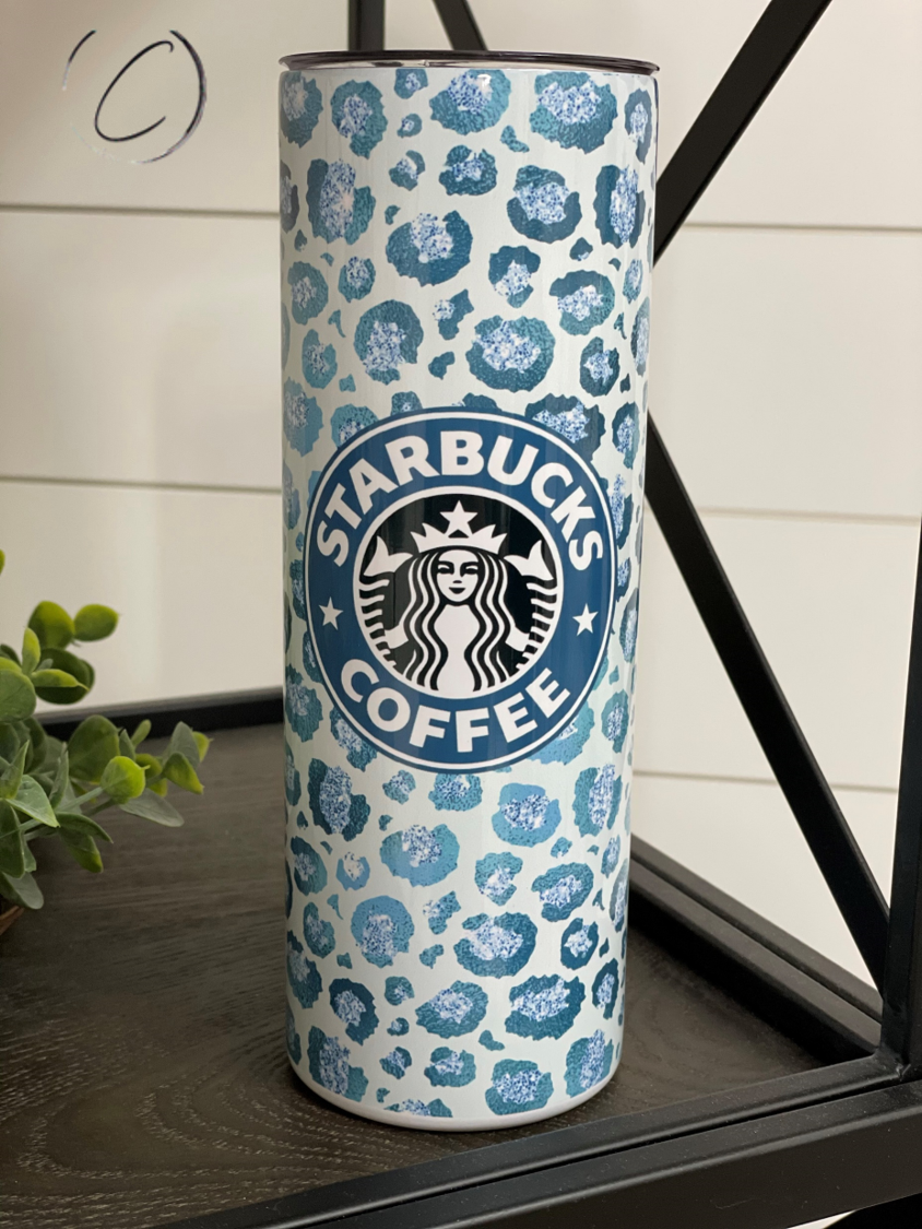 Teal Leopard Starbucks 20oz Skinny Tumbler - Stylemz