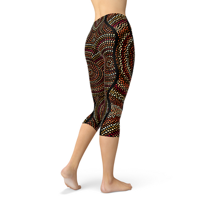 Womens Polka Dots Aboriginal Artwork Capri V2 Leggings