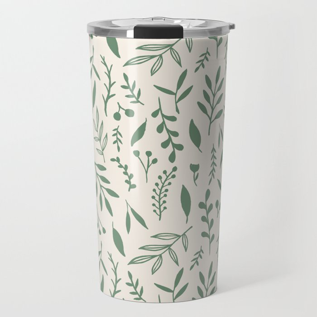 Green Falling Leaves Travel Coffee Mug - Stylemz