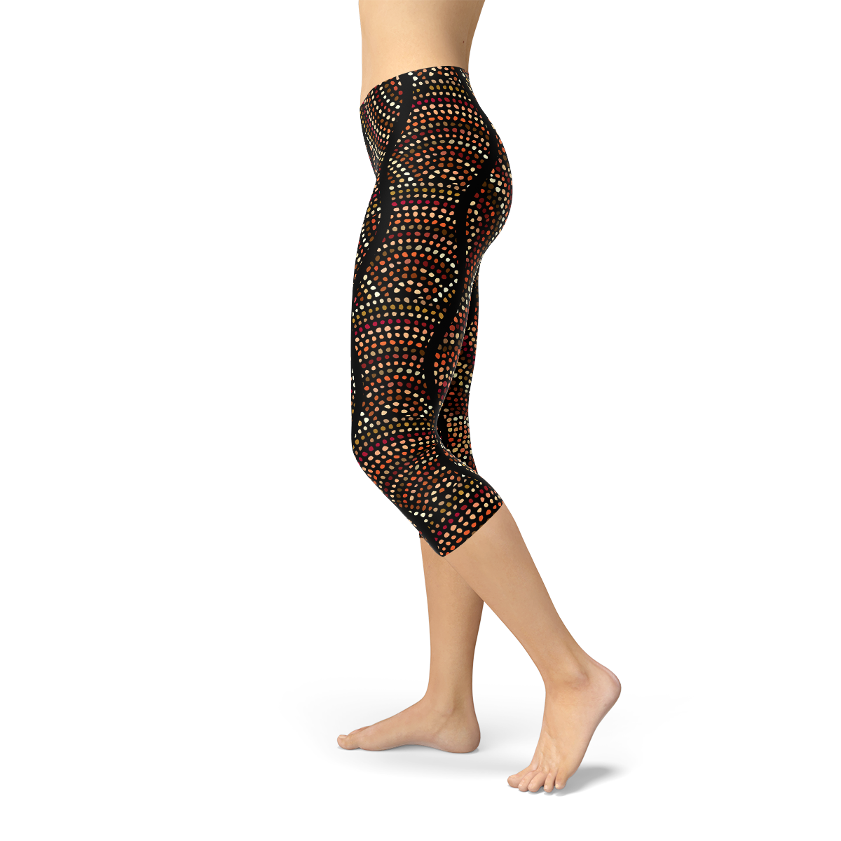 Womens Polka Dots Aboriginal Artwork Capri V2 Leggings