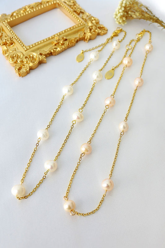 24K Baroque Freshwater Pearls Chain Choker - Elegant Design