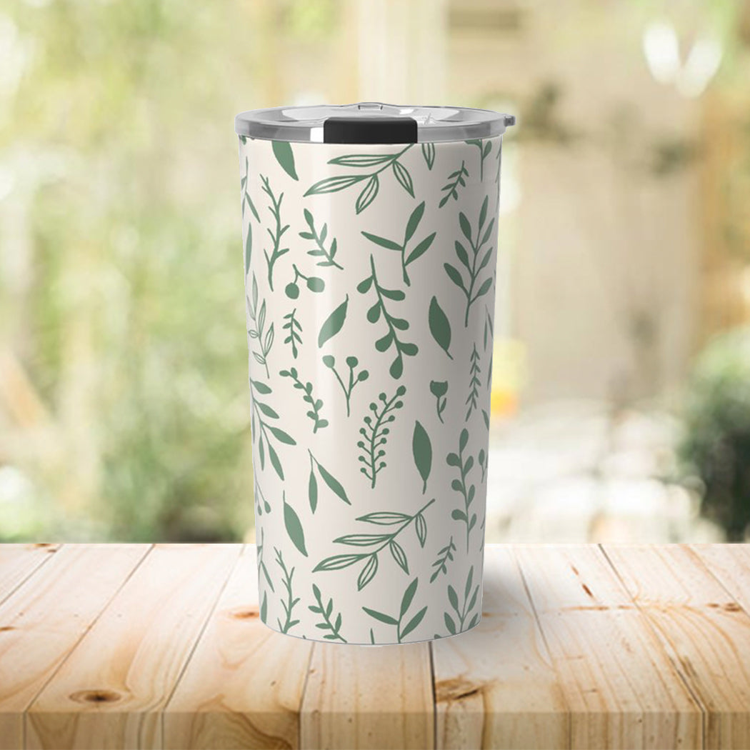 Green Falling Leaves Travel Coffee Mug - Stylemz