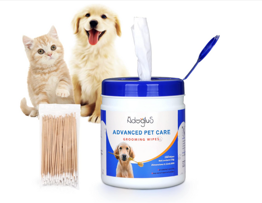 Pet Wipes with Free Cotton Swabs for All Pet Types