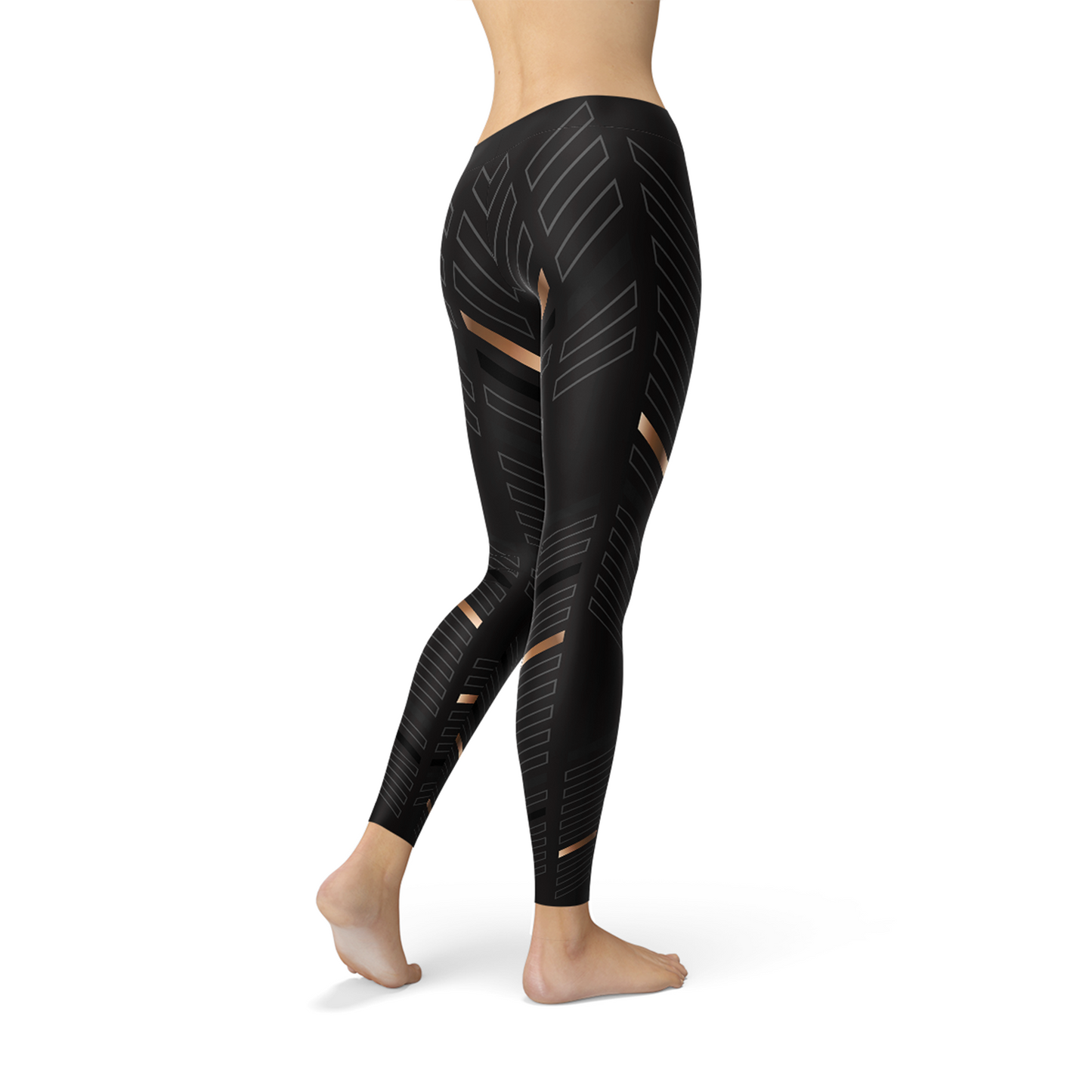 Womens Sports Stripes Black Leggings - Stylemz