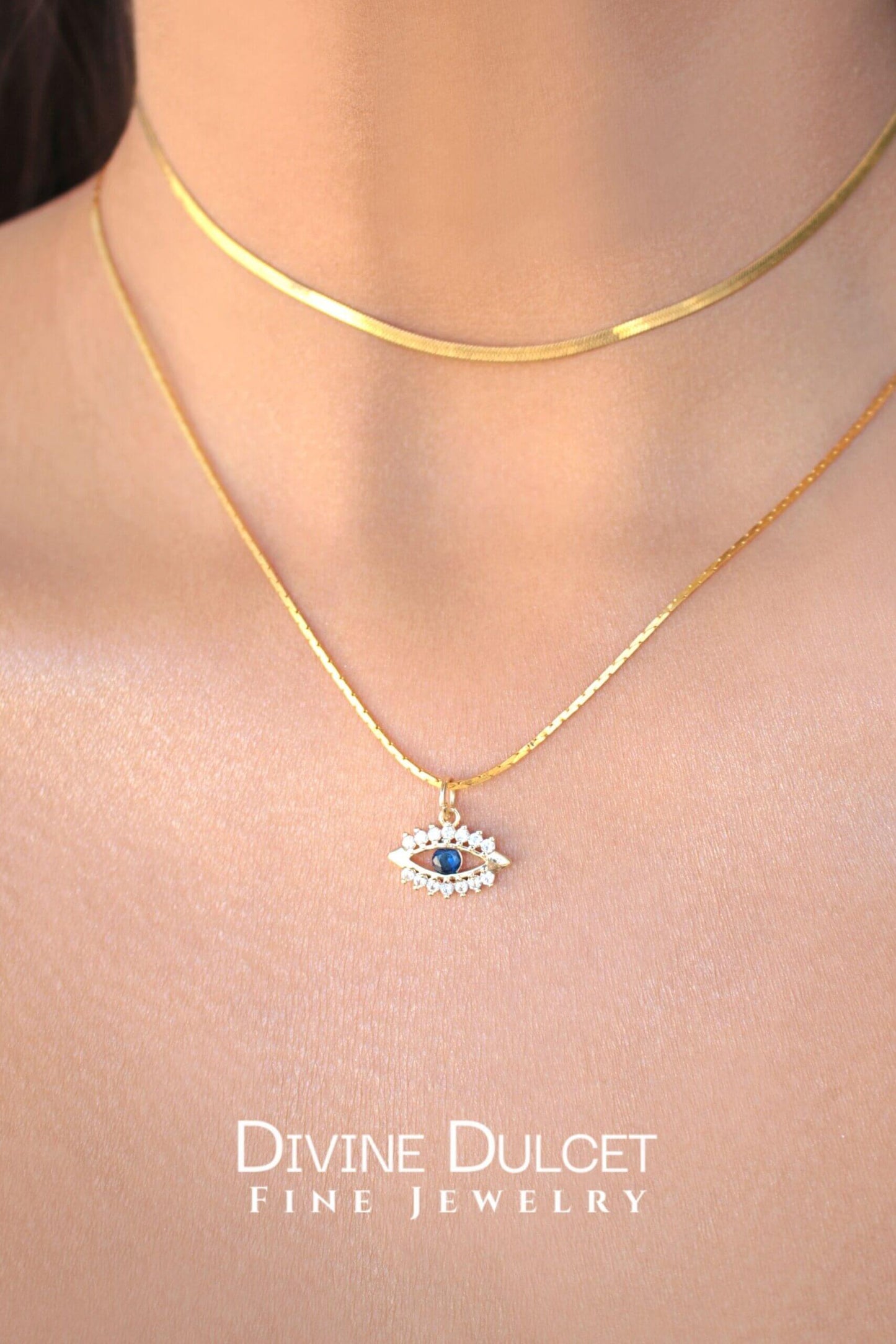 24 Karats Mini Evil Eye Necklace for Daily Protection