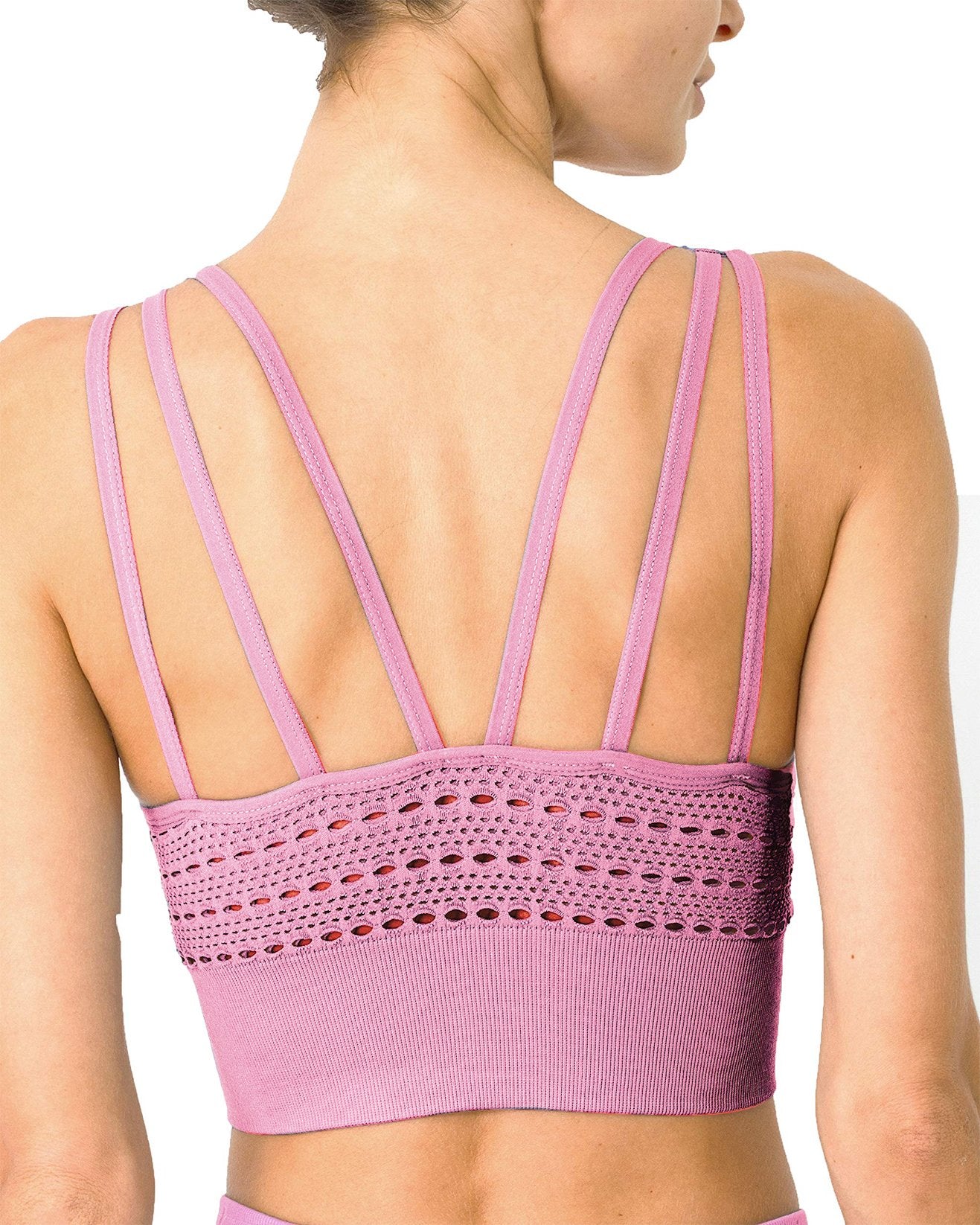 Mesh Seamless Bra with Cutouts - Pink for Ultimate Comfort