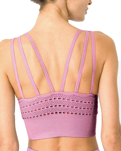 Mesh Seamless Bra with Cutouts - Pink for Ultimate Comfort