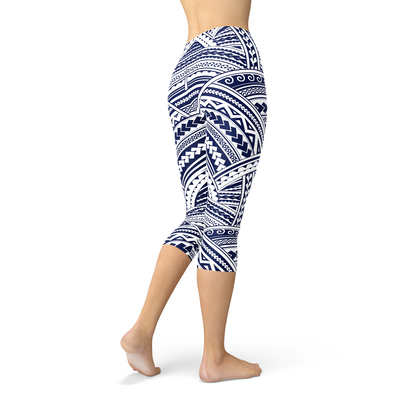 Polynesian Maori Tattoo Capri Leggings - Stylemz