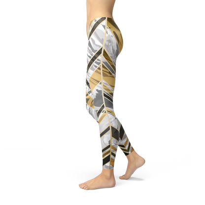 Womens White Marble w/ Black Gold Lines Leggings - Stylemz