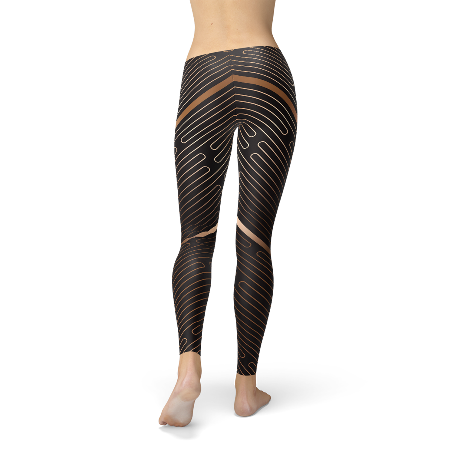 Womens Striped Lines Sports Brown Leggings - Stylemz