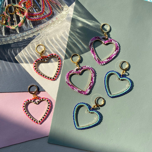 Candy Heart Hoop Earrings with Gold Plated Hearts