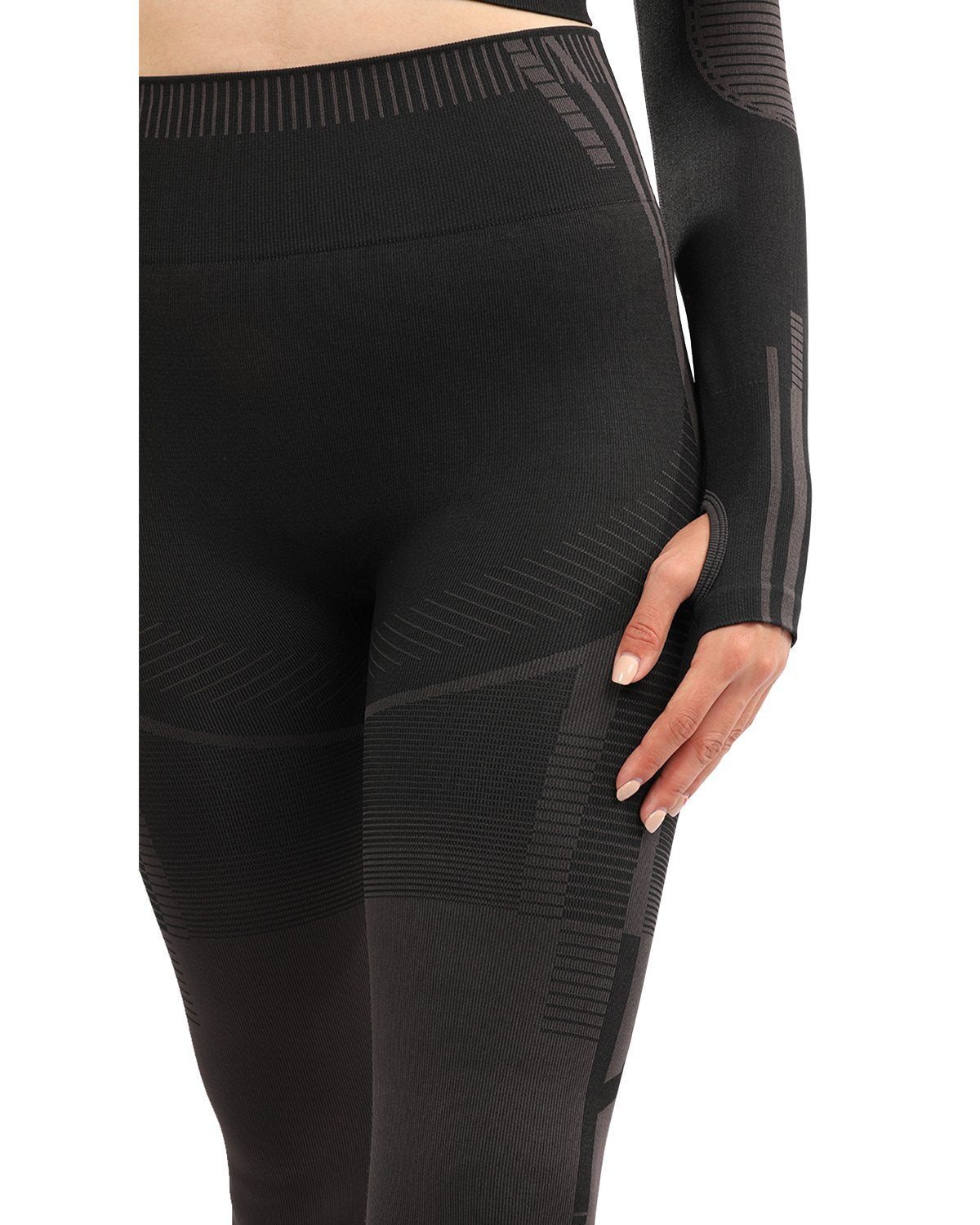 DECATA SEAMLESS LEGGINGS - BLACK & BROWN - Stylemz