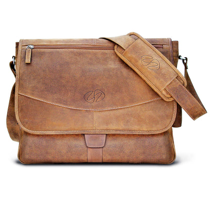 MacCase Premium Leather Messenger Bag for Work and Play